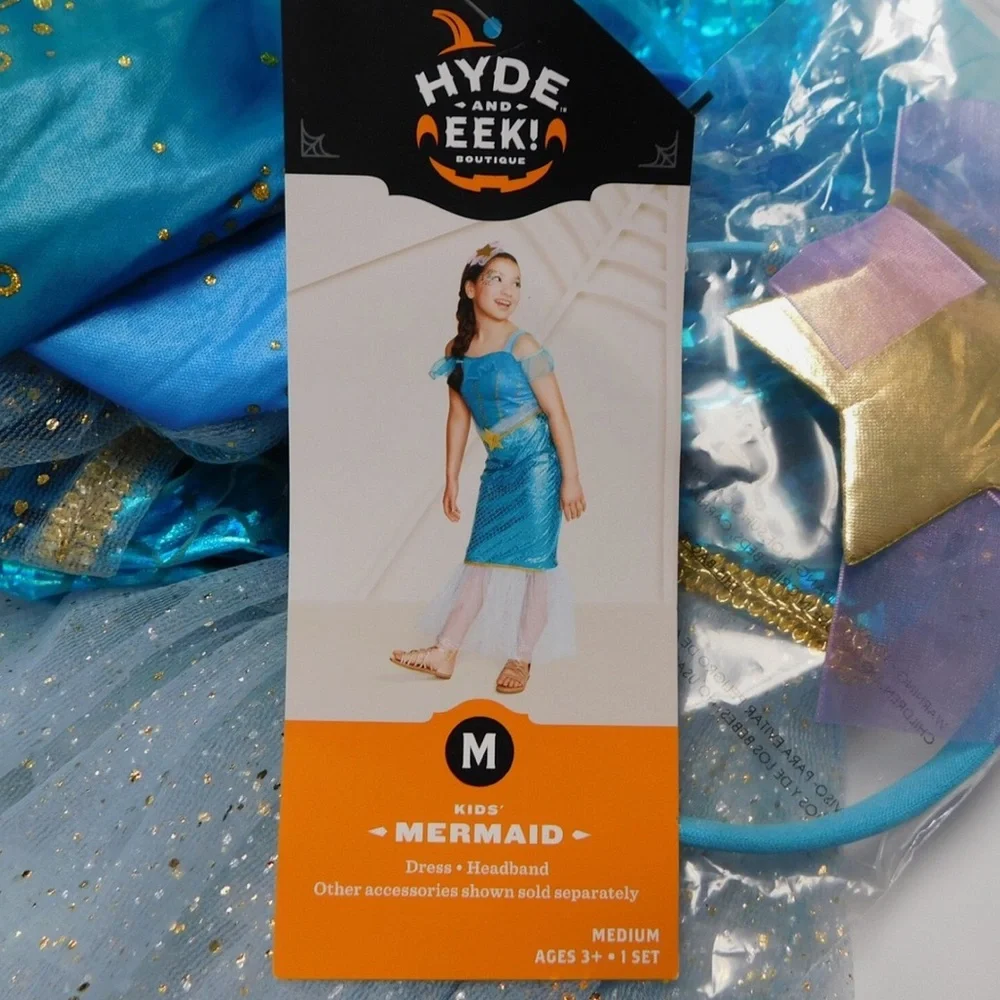 NWT Kids Hyde & Eek Mermaid Halloween Costume Dress with Headpiece - 8-10 Medium